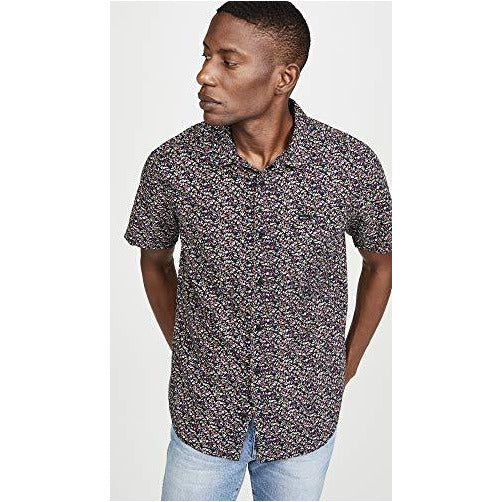 RVCA Men's Bellflower Short Sleeve Woven Button Front Shirt