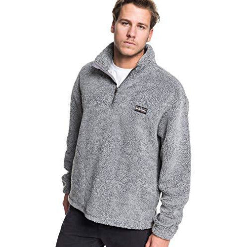 Quiksilver Mens Bogong Gum - Half-Zip Popcorn Sherpa Fleece for Men Half-Zip Popcorn Sherpa Fleece Black XL