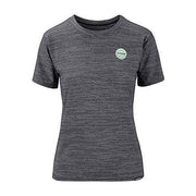 Women’s loose-fit short-sleeve T-shirt, dark heather black, small chest logo patch