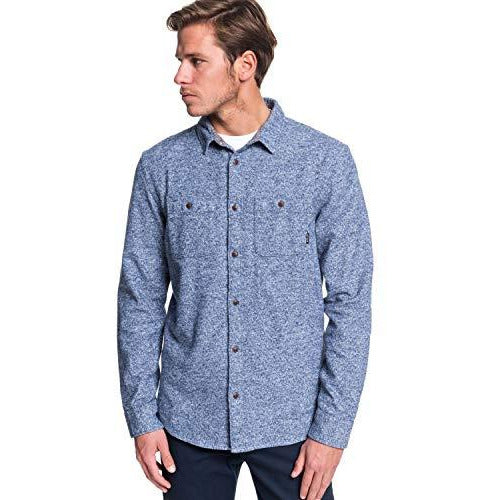 Quiksilver Mens Wollemi - Long Sleeve Shirt for Men Long Sleeve Shirt Blue XXL