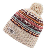 Women’s pom beanie, Fair Isle stripes, cream knit with Dakine logo patch