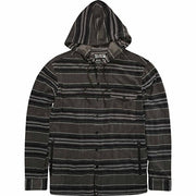 Billabong men's hooded button-up long-sleeve shirt, dark gray heather with striped pattern