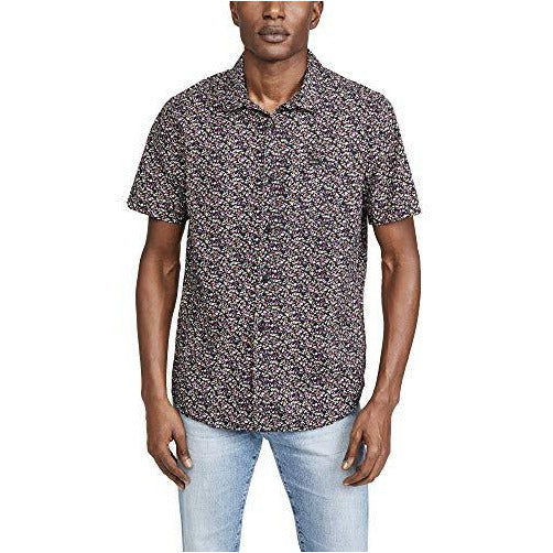RVCA Men's Bellflower Short Sleeve Woven Button Front Shirt