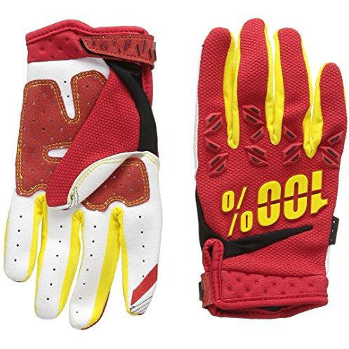 100% Airmatic Adult Leather/Textile Off-Road Motorcycle Gloves - Red/Small