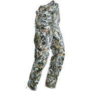 SITKA Gear Stratus bib overalls in elevated II camouflage, full-length with adjustable straps