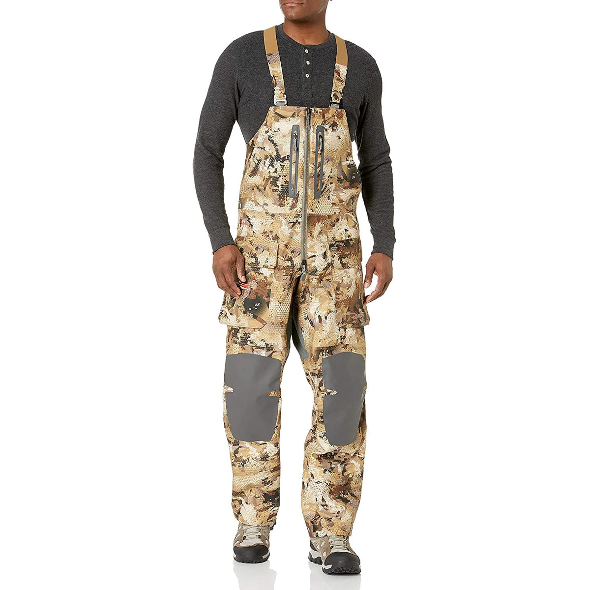 Men's waterproof hunting bib overalls in Optifade Waterfowl camouflage, medium